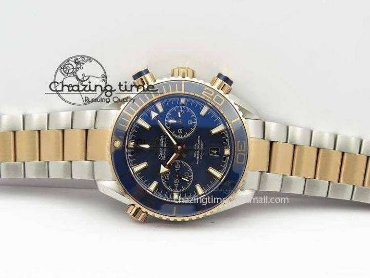1224 FlexibleFit Seamaster Professional Chrono SS RG Blue Ceramic Blue Dial On SS RG Bracelet A 8211